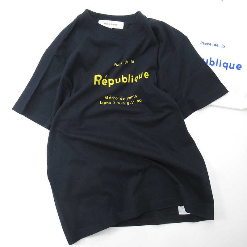 ANGE IN DISGUISE プリントTシャツ ”Republique”/dnv＊gold